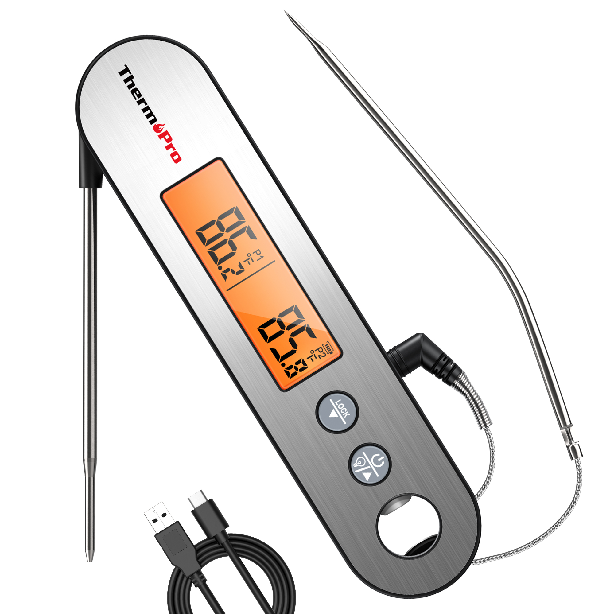 Thermopro Tp15hw Waterproof Digital Instant Read Meat Thermometer Food  Turkey Cooking Kitchen Thermometer With Magnet And Backlight : Target