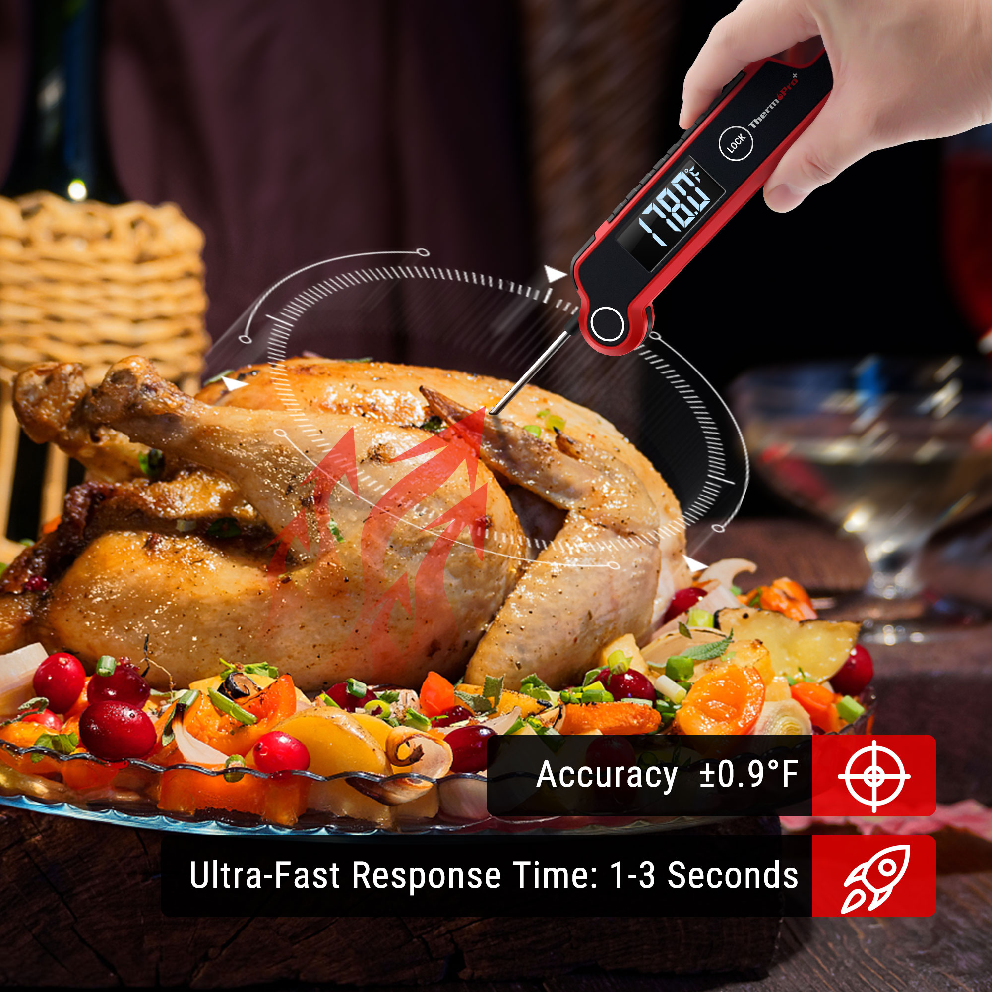 ThermoPro TP19 Waterproof Meat Thermometer Instant Reading 90